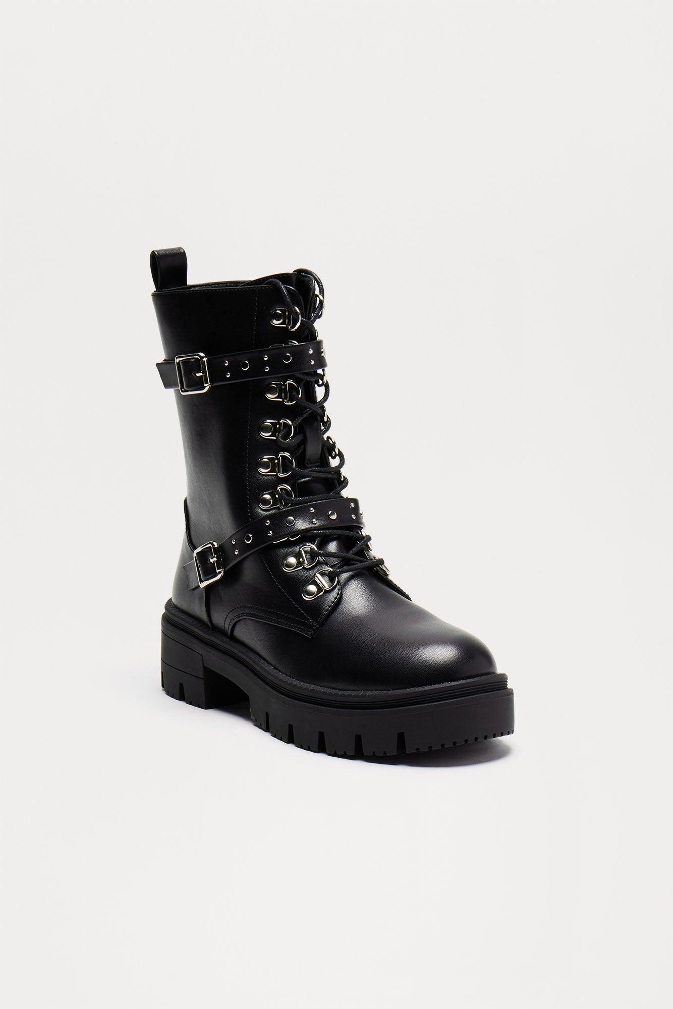 London Platform Combat Boots - Black Product Image