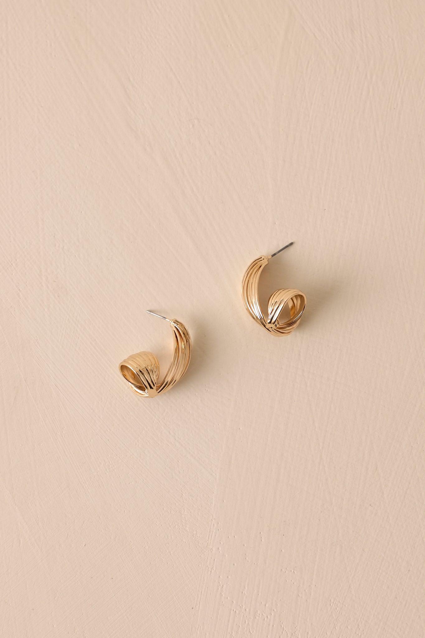 All And All Gold Textured Swirl Earrings Product Image