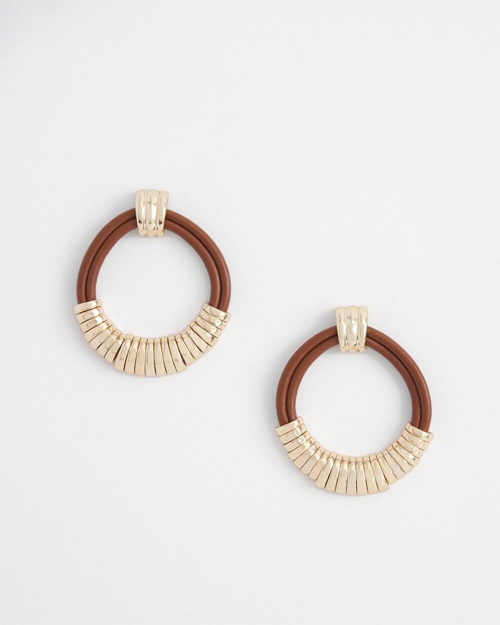 No Droop Neutral Leather Hoop Earrings   Chico's - Brown - Women Product Image