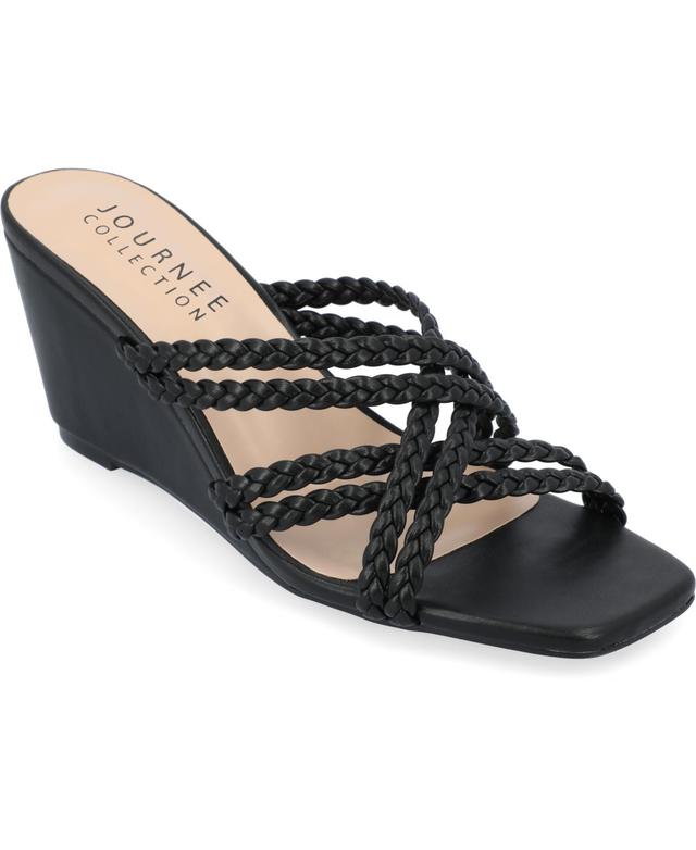 Journee Collection Womens Baylen Strappy Braided Wedge Sandals Product Image