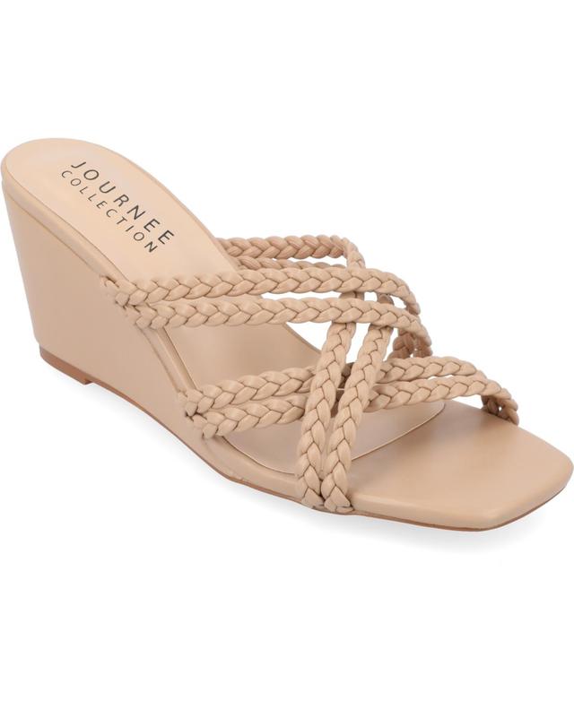 Journee Collection Womens Baylen Strappy Braided Wedge Sandals Product Image