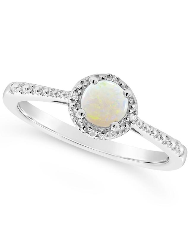 Celebration Gems Sterling Silver Opal and Diamond Accent Frame Ring, Womens Product Image