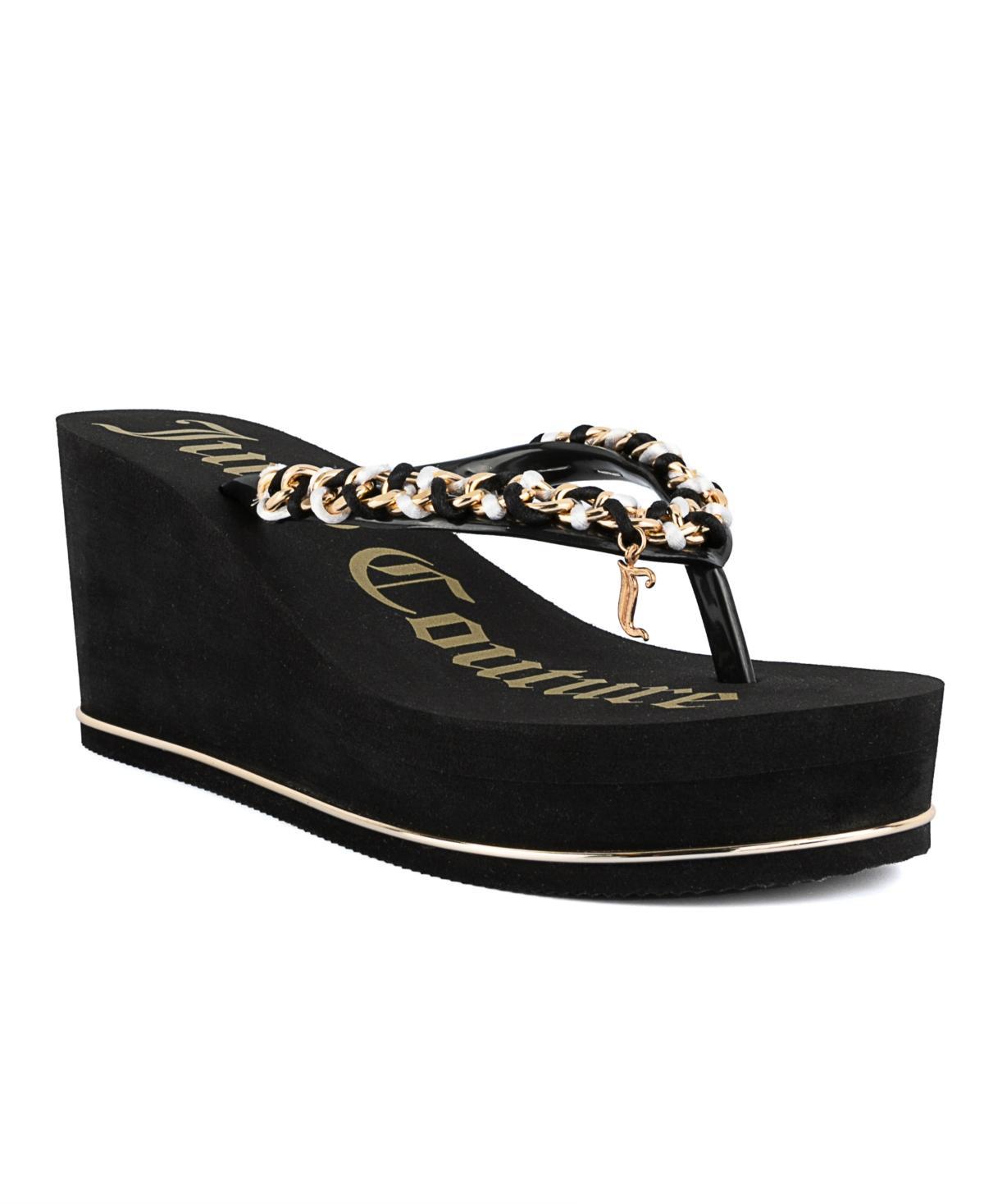 Juicy Couture Womens Ullie Chain Detail Thong Platform Wedge Sandals Product Image