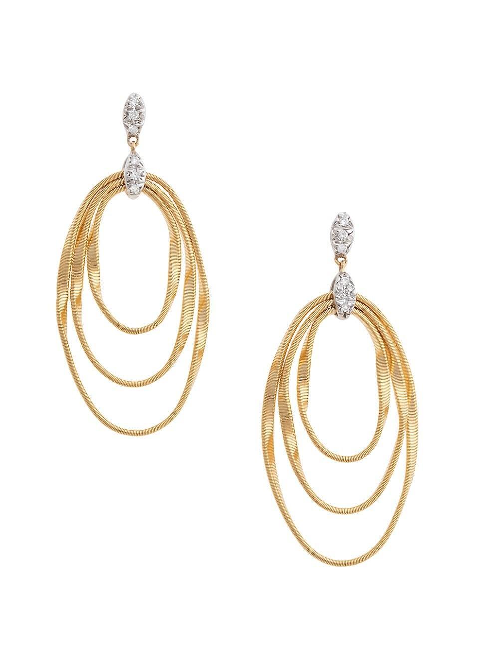 Womens Marrakech Onde 18K Yellow Gold & Diamond Triple-Coil Drop Hoop Earrings Product Image