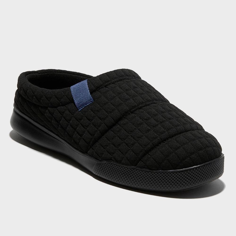 dluxe by dearfoams Mens Julien Plush Jersey Sport Lounge Clog Slippers - Black XL Product Image