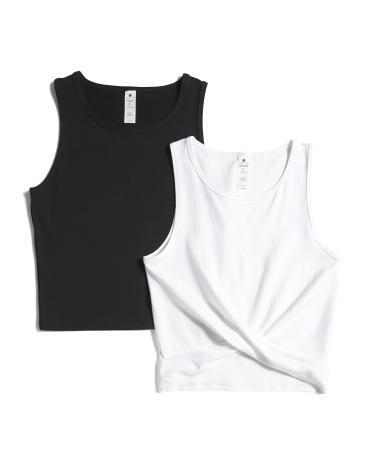 2pk Airlite Twist Front And Basic Crop Tank Tops for Women Product Image