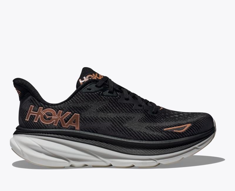 HOKA Womens Clifton 9 Shoes in Black/Black, Size 7 Product Image