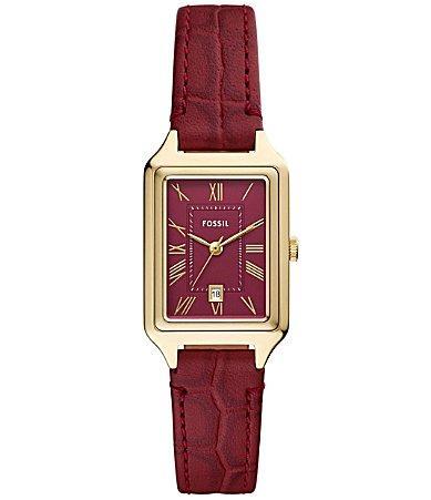 Fossil Womens Raquel Three-Hand Red Croco Leather Strap Watch Product Image