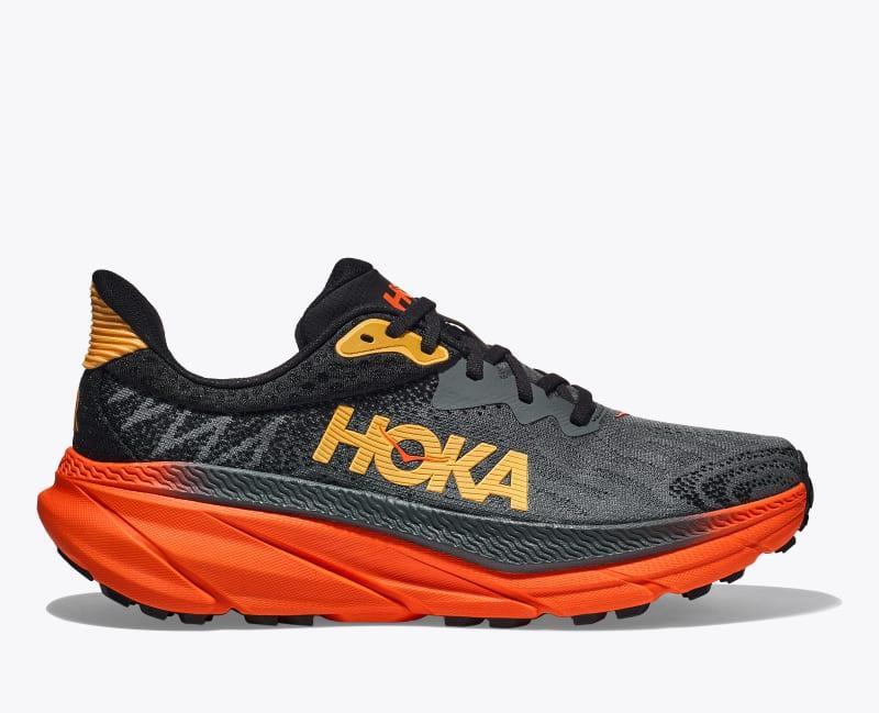 HOKA Mens Challenger 7 Shoes in Castlerock/Flame, Size 12.5 Product Image