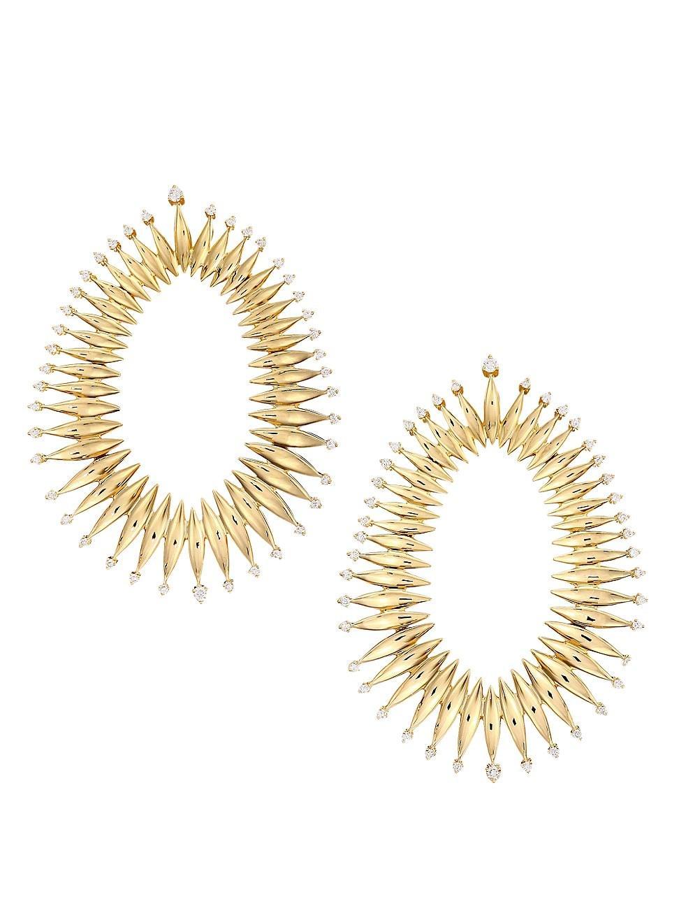 Womens Tribal 18K Yellow Gold & Diamond Drop Earrings Product Image