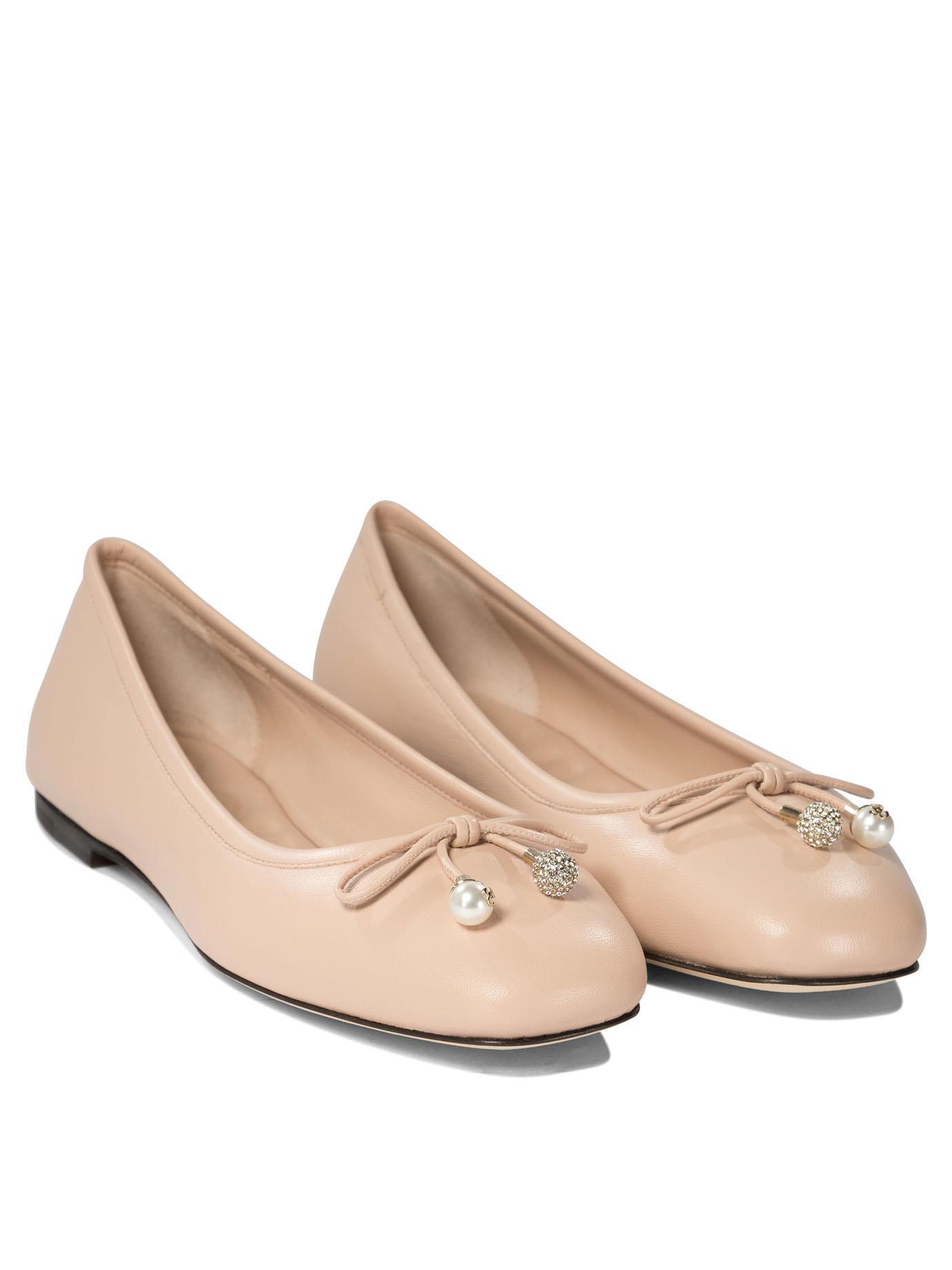 JIMMY CHOO Elme Leather Flat In Neutrals Product Image