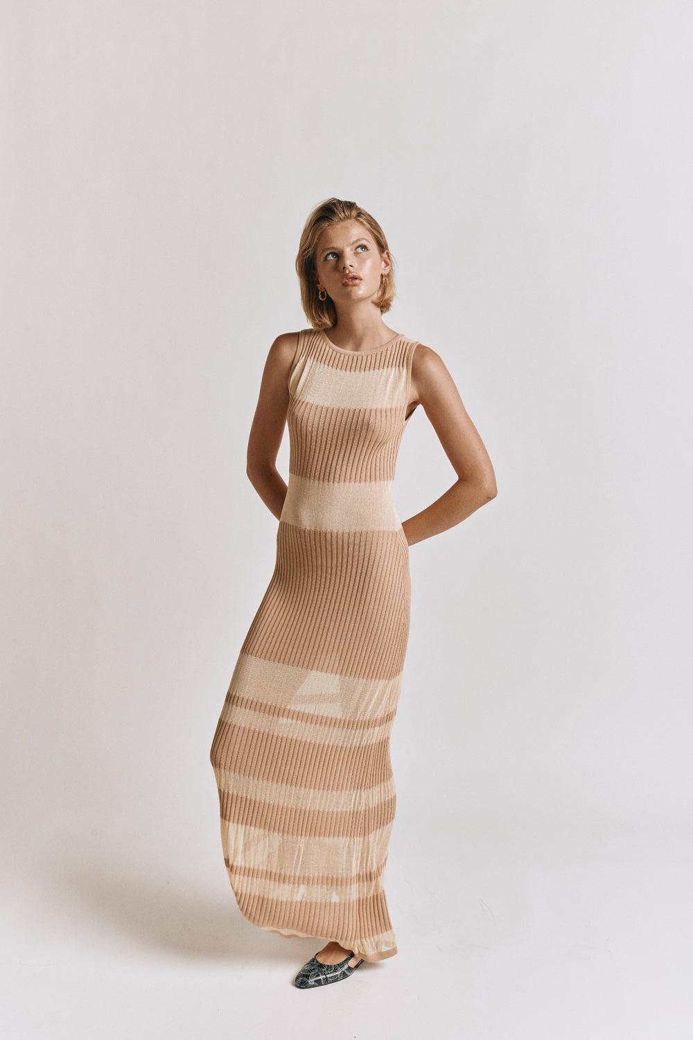 Rowan Knit Maxi Dress Nude Product Image