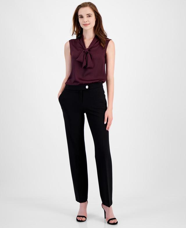 Anne Klein Womens Mid-Rise Extended-Tab Pants Product Image