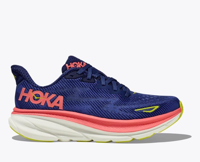 HOKA Womens Clifton 9 Shoes in Blanc De Blanc/Swim Day, Size 5 Product Image