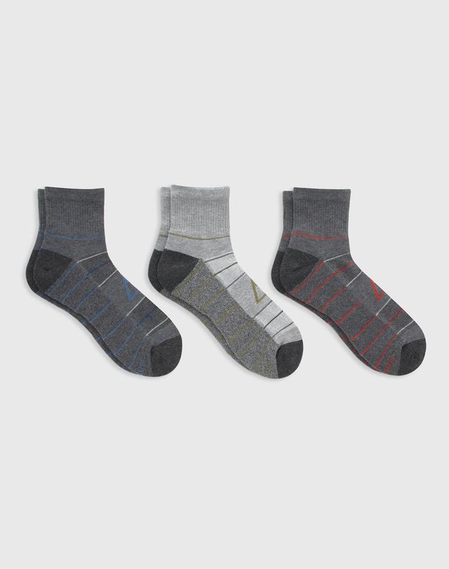 Hanes Premium Mens Striped City Streets Explorer Ankle Socks 3pk - Gray 6-12 Product Image