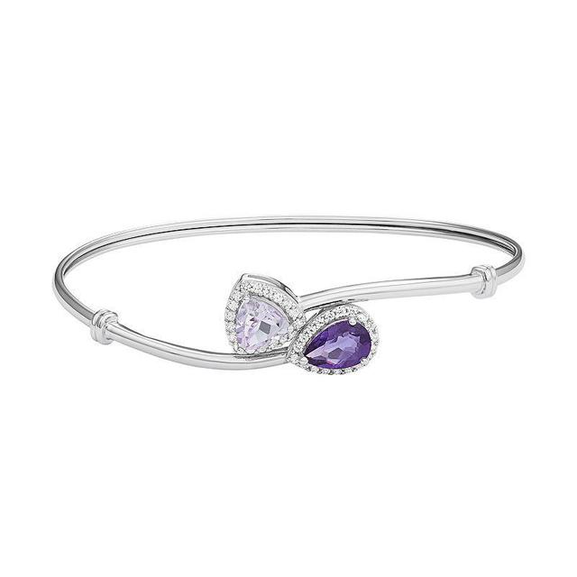 Amethyst & Rose de France Amethyst Sterling Silver Bypass Bangle Bracelet, Womens Product Image