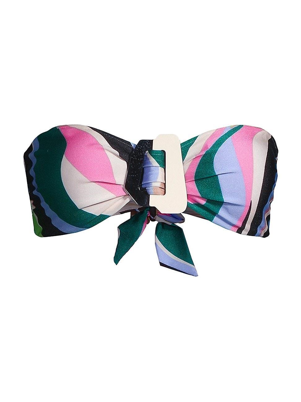 PatBO Delos Bandeau Bikini Top in Green. Product Image