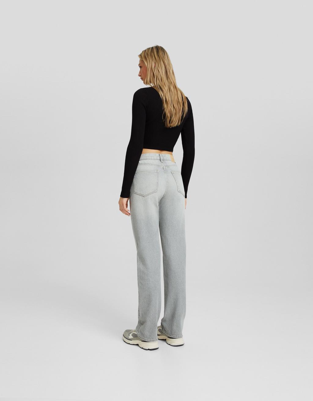 Bershka Petite straight leg jeans Product Image