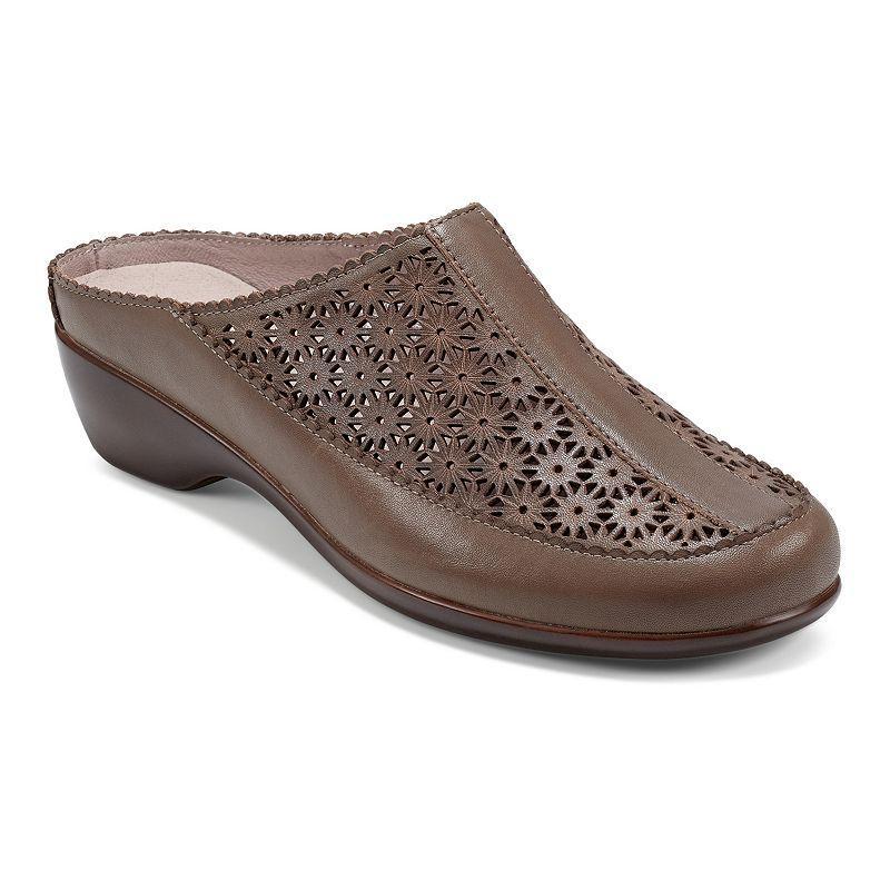 Easy Spirit Dusk Womens Perforated Leather Mules Brown Product Image