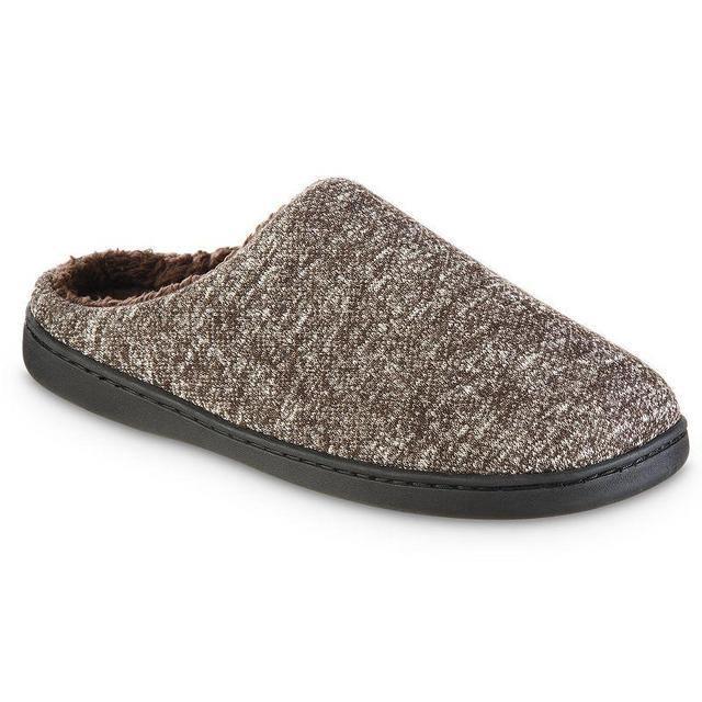 isotoner Heathered Knit Hoodback Mens Slippers Brown Product Image