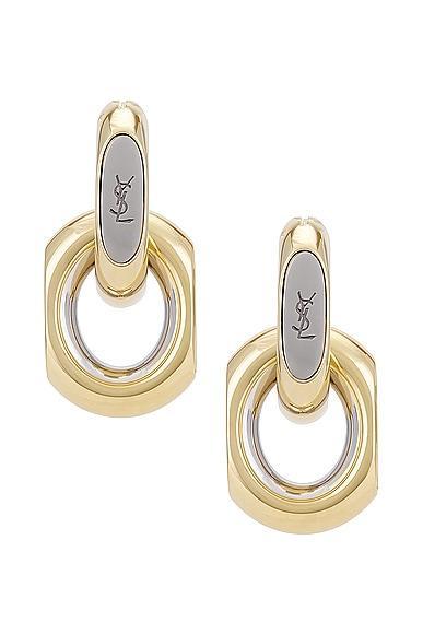 Saint Laurent YSL Duo Link Earrings in Metallic Gold Product Image