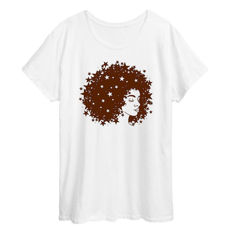 Plus Starry Afro Woman Graphic Tee, Womens Product Image