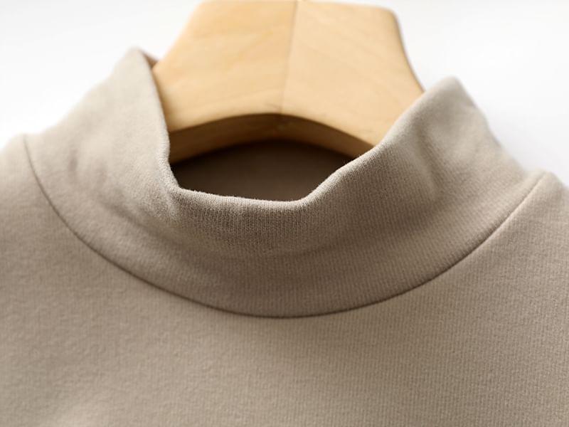 Long Sleeve Mock Neck Plain Top Product Image