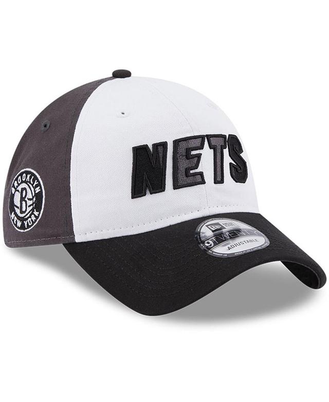 Mens New Era White/Black Brooklyn Nets Back Half 9TWENTY Adjustable Hat Product Image