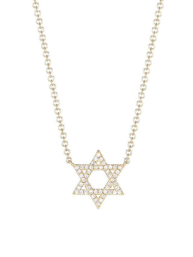 Womens 14K Yellow Gold & 0.11 TCW Diamond Star Of David Pendant Necklace Product Image