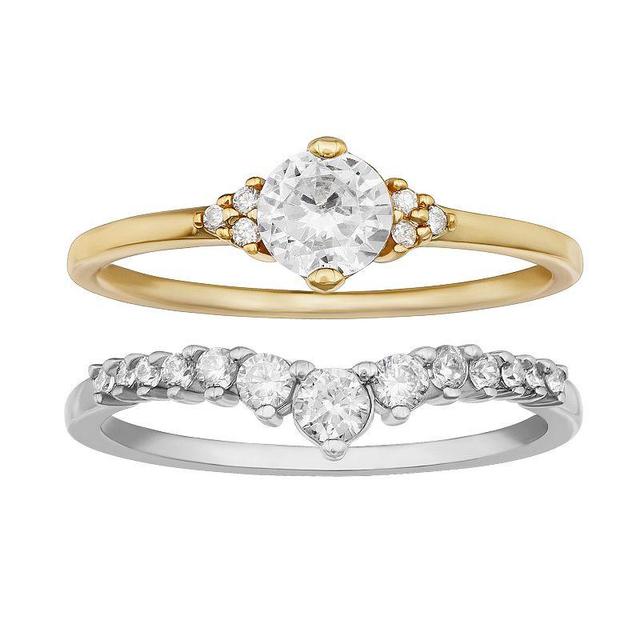 PRIMROSE Two Tone Sterling Silver Cubic Zirconia Ring Set, Womens Two Tone Gold Sterling Product Image