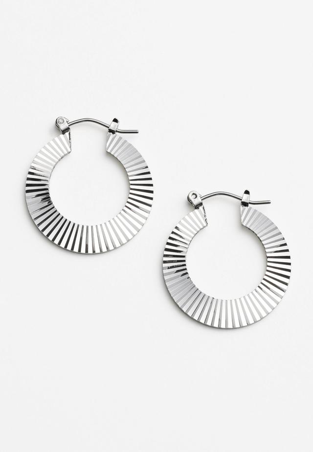 Silver Textured Hoop Earrings Product Image