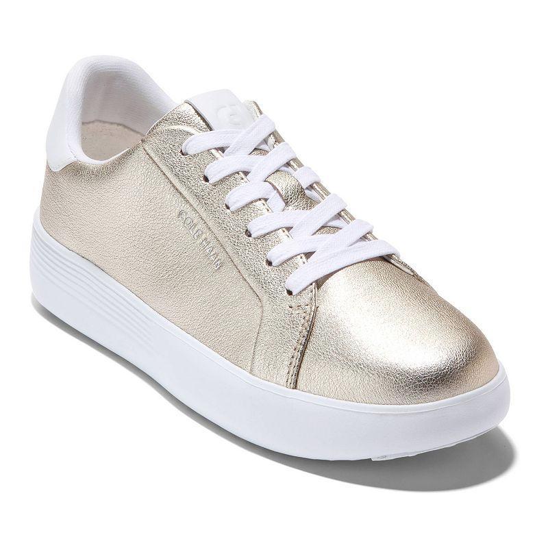 Cole Haan Grand Crosscourt Joy Womens Platform Sneakers Soft Gold Grey Product Image