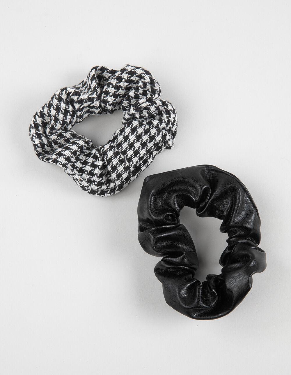 FULL TILT 2 Pack Faux Leather/Gingham Scrunchies Product Image