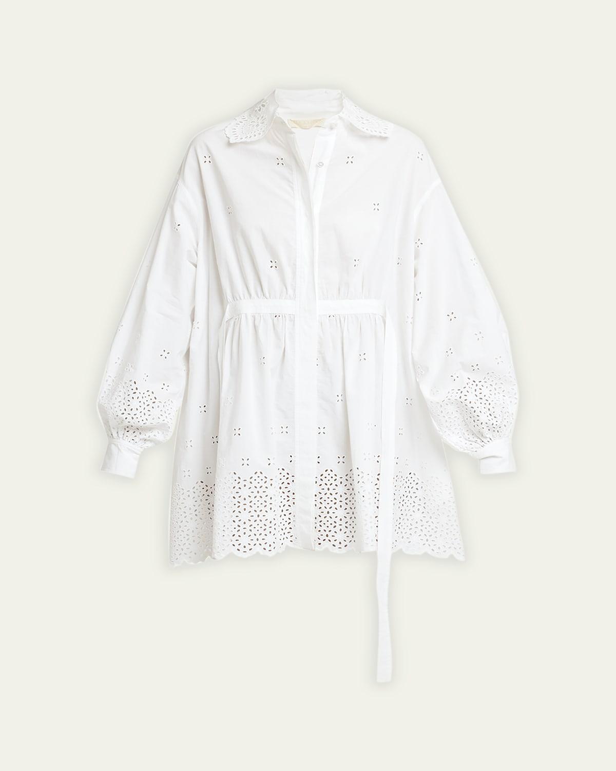 Ulla Johnson Gemma Long Sleeve Eyelet Cotton Shirtdress Product Image