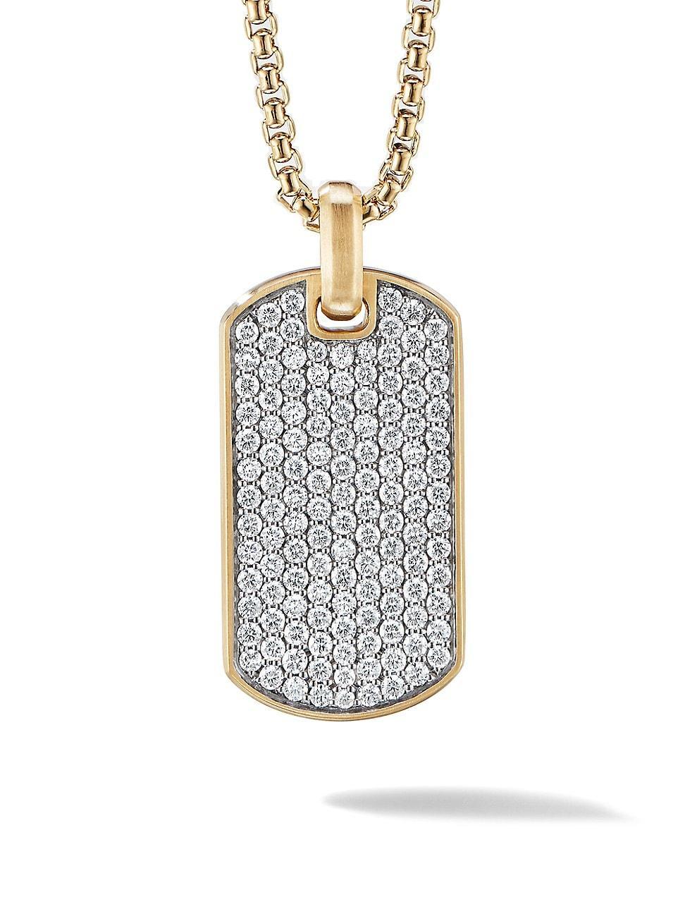 Mens Chevron Tag Pendant in 18K Gold, 35mm Product Image