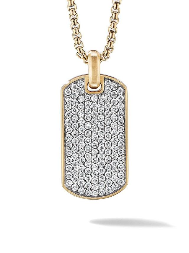 Mens Chevron Pav Tag in 18K Yellow Gold Product Image