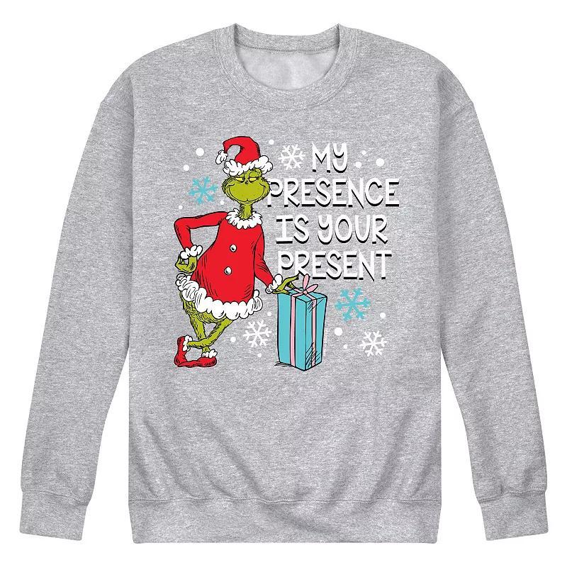 Mens Dr. Seuss My Presence Is Your Present Fleece Sweatshirt Grey Gray Product Image