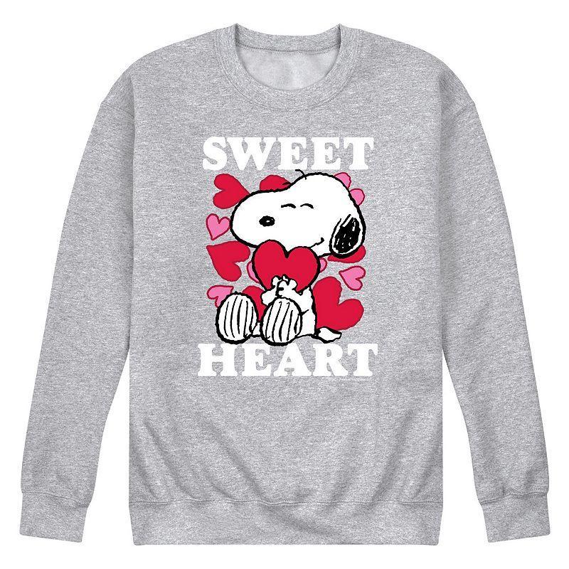 Mens Peanuts Sweetheart Fleece Sweatshirt Med Grey Product Image