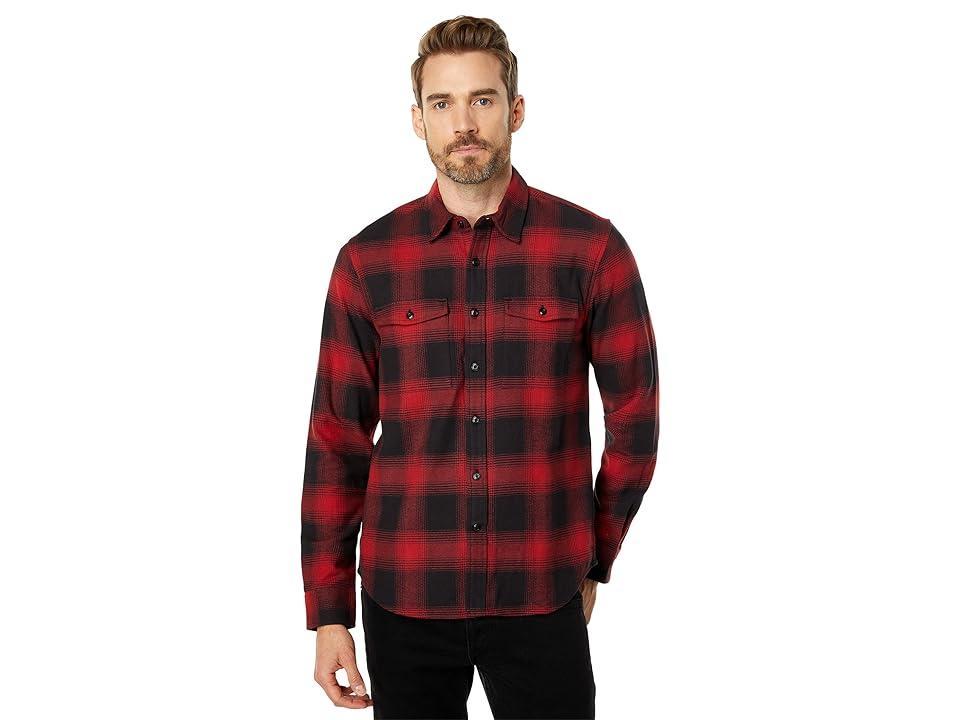 Lucky Brand Plaid Workwear Cloud Soft Long Sleeve Flannel (Blue Plaid) Men's Clothing Product Image