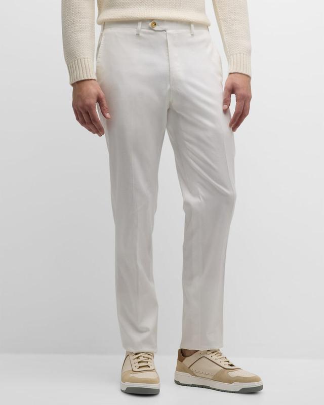 Kiton Men's Solid Cotton-Blend Trousers - Size: 56 EU (40R US) - WHITE Product Image