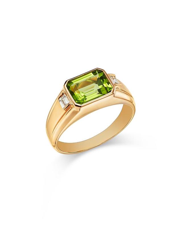 Bloomingdales Fine Collection Mens Peridot & Diamond Ring in 14K Yellow Gold Product Image