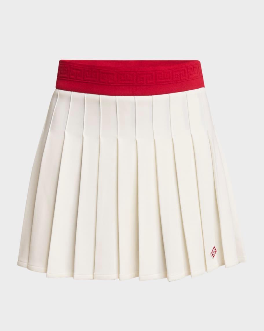 Jersey Pleated Mini Skirt with Logo Band Product Image