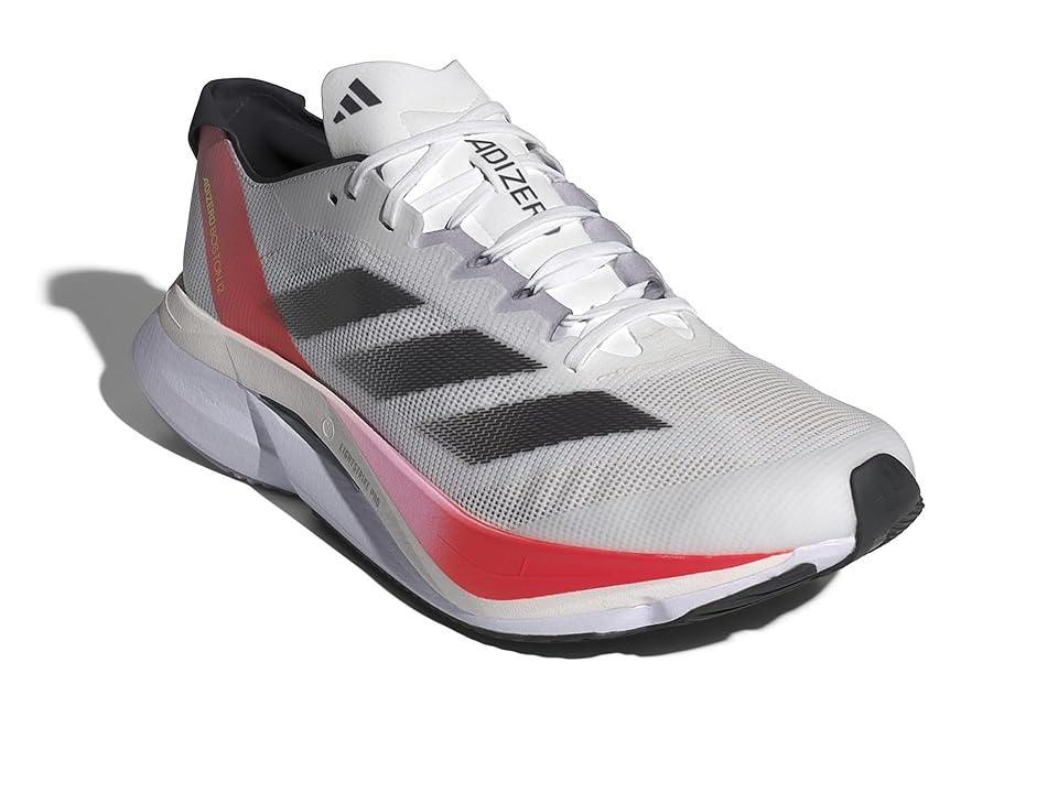 adidas Running Adizero Boston 12 Shoes (White/Aurora Met./Solar Red) Men's Running Shoes Product Image