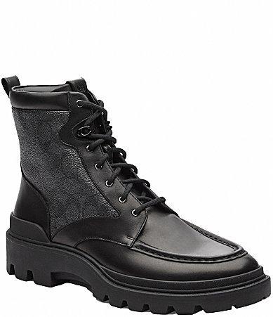 COACH Mens Connor Coated Canvas Leather Lace Up Boots Product Image