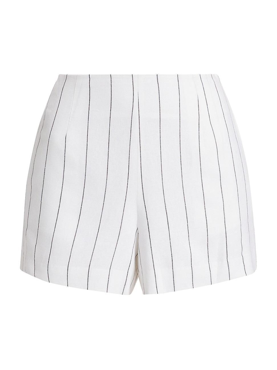 Womens Pinstripe Cotton & Linen-Blend Shorts Product Image