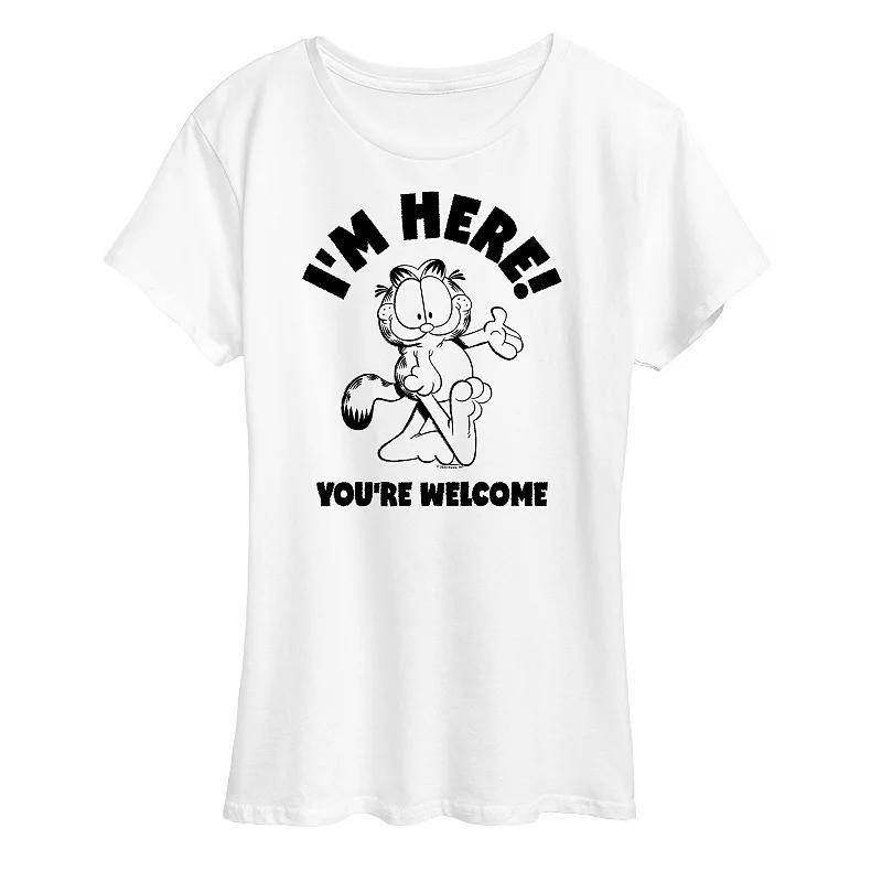 Womens Garfield Im Here Youre Welcome Graphic Tee, Girls Grey Royal Blue Product Image