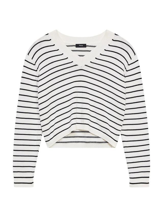 Womens Cropped Striped Knit Sweater Product Image