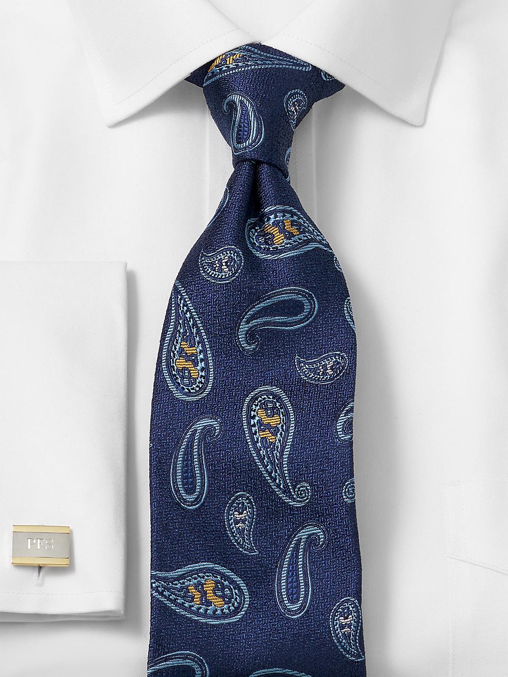 Paisley Woven Silk Tie - Blue Product Image