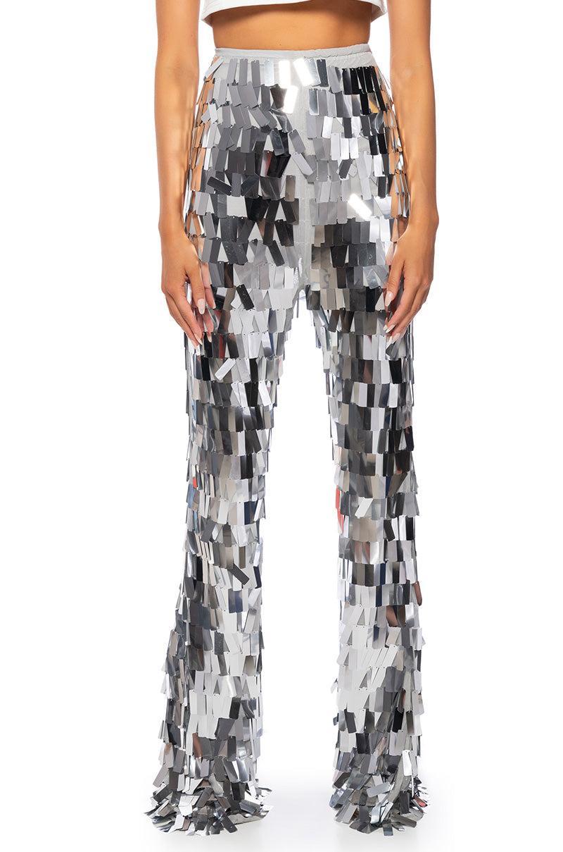 VAL STRETCH SEQUIN PANT IN SILVER Product Image