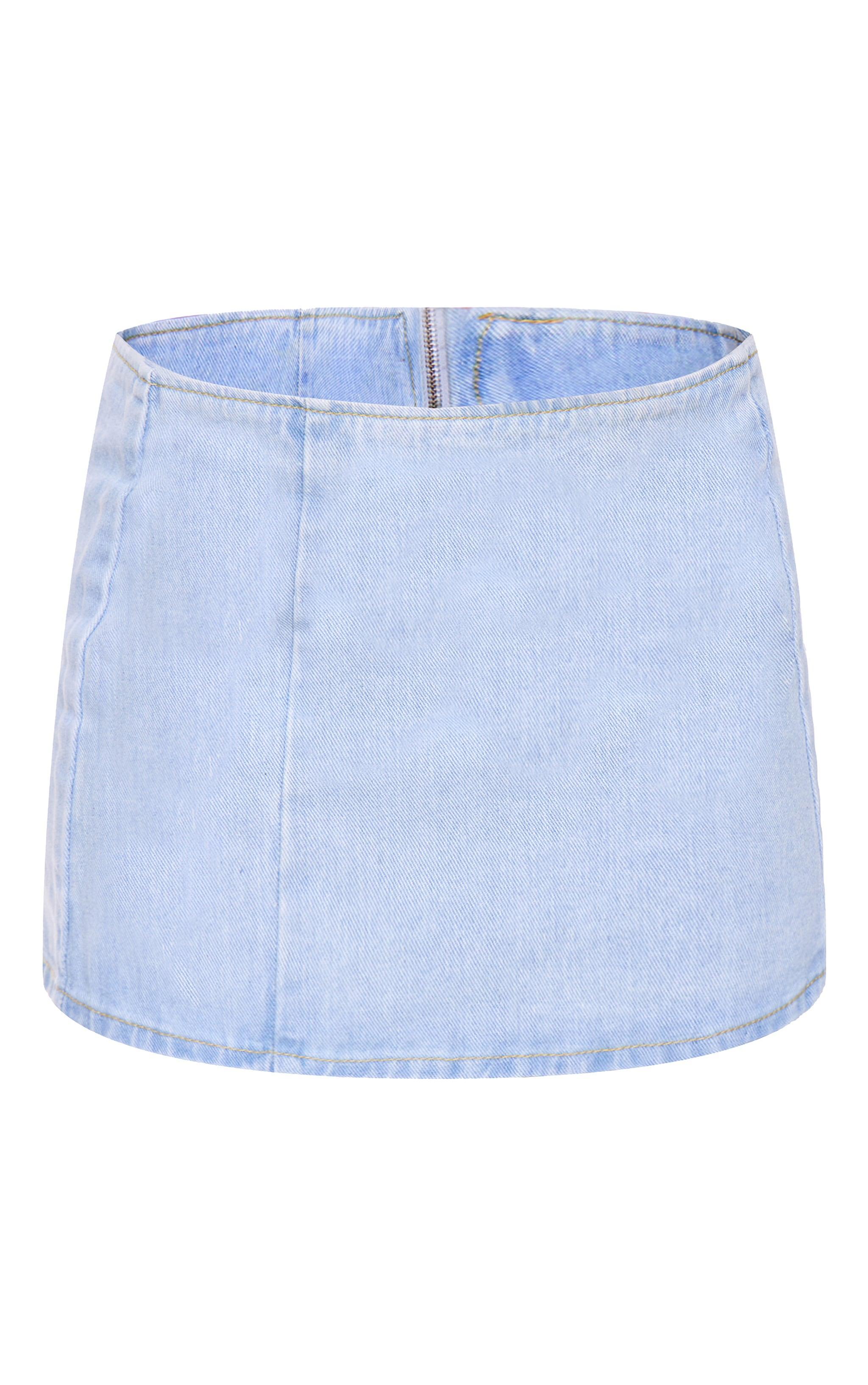 Light Blue Wash Micro Mini Denim Skirt Product Image